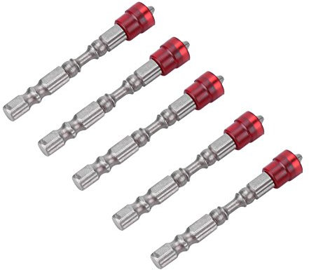 Akozon 5Pcs S2 Steel Magnetic Cross Head PH2 Screwdriver Bits Set - Magnetic Drywall Bit Holder for Drywall Screws 1/4inch Shank(Red)