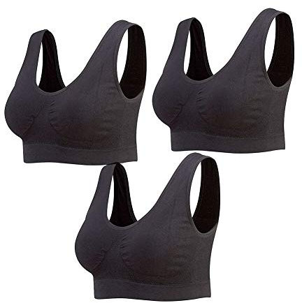 Lemef - Reggiseno Sportivo Senza Cuciture, Senza Ferretto, con Imbottitura Rimovibile, Confezione da 3 - - XL
