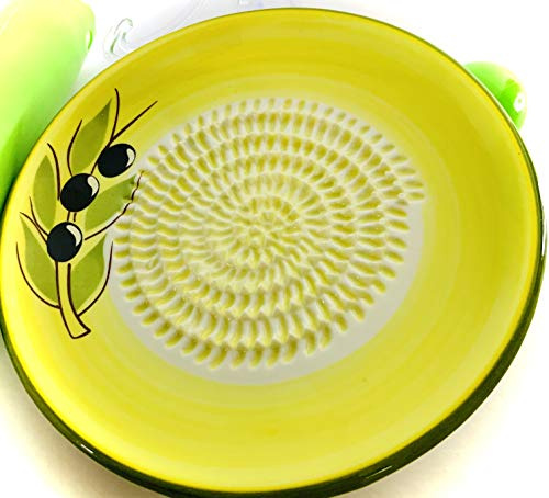 BonCera, All-in-one 4pcs Premium Ceramic Garlic Grater Set - Handmade, Olive Design Grater Plate w/Garlic Peeler, Gatherin.