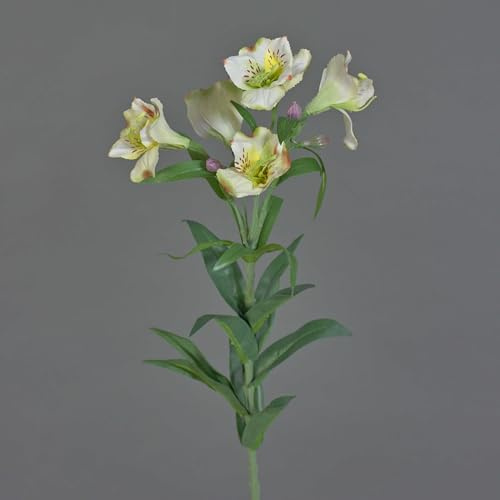artplants.de Lirio sintético Auberta, Verde-Blanco, 75cm, Ø6cm - Lirio Artificial - Flor Textil