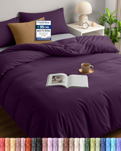 Utopia Bedding Double Duvet Cover Set with 2 Pillowcases 50x75 cm, Purple | Microfiber Bedding Quilt Cover Set with Pillowcases, Oeko-TEX Certified,Soft Breathable Comfort - Ideal for Home and Hotels