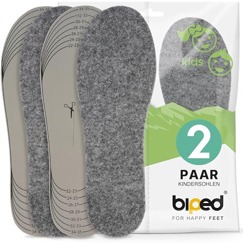 biped 2 Paar Kinder Filz Einlegesohlen - Robuste Schuheinlagen zum Zuschneiden - Weiche Filzsohlen für Herbst und Winter Schuhe z2740