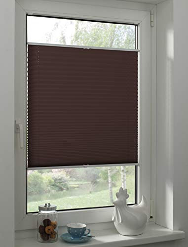 Sunpro24 Plissee auf Maß, Blickdichtes Faltrollo, Klemm-Montage, Sonnenschutzrollo, (B) 91-100 x (H) 211-220 cm, Braun