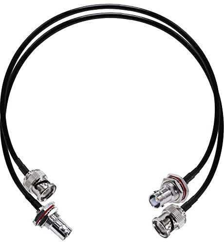 TUOLNK Câble de Raccordement BNC RG58 Mâle à Femelle Cloison - Câble Coaxial Radio CB 20 Pouces (50 cm) - Extension d'Antenne Wifi Pour Système de Sécurité - Lot de 2