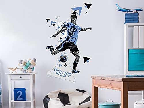 GRAZDesign Wandtattoo Fussball Fußballer personalisiert mit Name groß in vielen Farben für Kinderzimmer/Jungenzimmer / 53x30cm