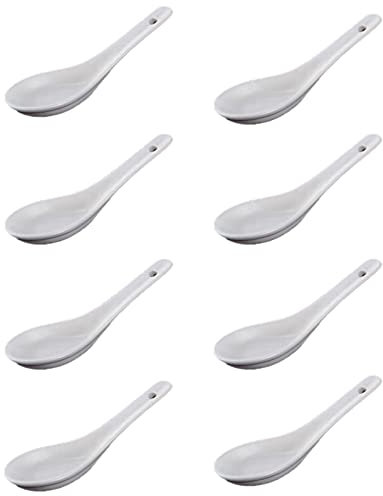 8 Stück, Suppenlöffel Keramik, Suppenlöffel, Löffel Set Porzellan, Mokkalöffel Dip Löffel, Geeignet für Küche, Haushalt, Spülmaschine und Mikrowelle (Weiß)