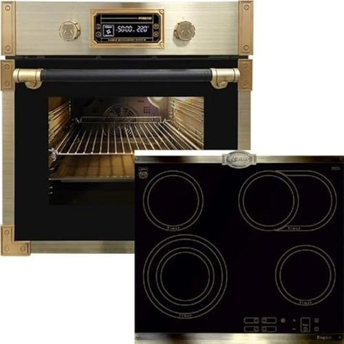 Kaiser Four pyrolyse « EH 6427 AD+KCT 6385 Em», four à encastrer pyrolyse rétro 73 L, verre noir, 60 cm+autoarkers exclusif High Light Plaque de cuisson vitrocéramique 60 cm, cuisinière encastrée