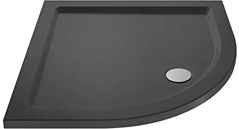 VeeBath 40mm Slate Grey Quadrant Shower Tray for Walk in Wet Room Enclosure Cubicle - 900 x 900mm