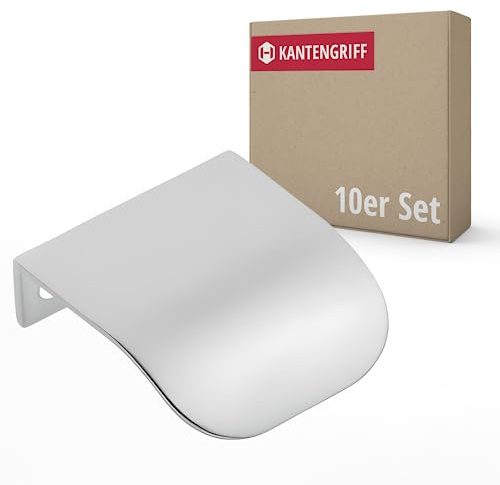Gedotec Möbelgriffe aus Aluminium | 10 Stück - Falttüren-griffe Möbel - Silber matt | FJORD | elegantes Retro Design | LA: 32 mm | Schrankgriffe - Schranktürgriffe - Küchengriffe - Türgriffe
