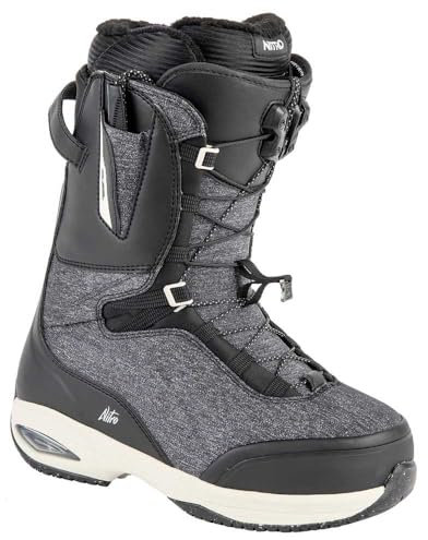 Nitro Damen Snowboards Faint TLS '23 All Mountain Freestyle Freeride Schnellschnürsystem Boot Snowboardboot, Black-Sand, MP 26.5 // EU 40 2/3 // US WMN 9