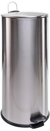 Erreke Cubo Basura 30 Litros, Cubo de Basura Cocina 30 Litros, Acero Inoxidable SS410, Revestimiento Anti Huellas, Contenedor Extraíble, Tapa Moderna Cierre Silencioso, 63.3x29.3 cm