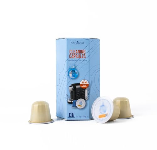 Cafféluxe Coffee Machine Cleaning Capsules – Nespresso Compatible Coffee Machine Cleaner Pods – Aluminum Descaling Capsules for One-Cycle Cleaning with No Residue or Aftertaste (5 Pack)