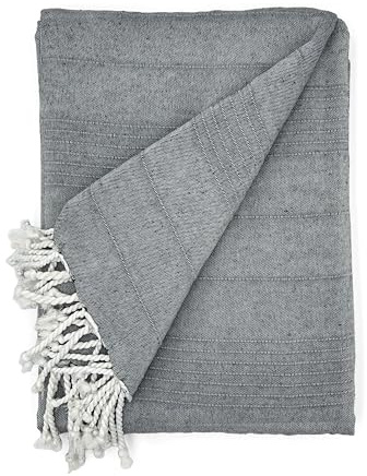 Cardenal Textil - Foulard Multiusos Peñíscola, Plaid para Cama, Manta para Cama, Cubre Sofá, Antracita, 130 x 180 cm
