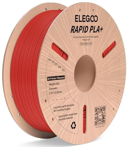 ELEGOO High Speed PLA+ Filament 1.75mm Rot 1 KG, Rapid PLA Plus 3D Drucker Speedy Filament, 600 mm/s Hochgeschwindigkeitsdruck, Maßgenauigkeit +/-0,02mm, 1kg Spule (2.2lbs)