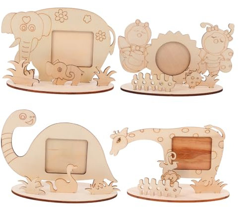 Alipis Ausmal Fotorahmen 4 Stück, Beige, Cartoon Ebene Form