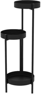 Blumenständer Pflanzenständer Blumentreppe 3-stufiger Metall-Pflanzenständer, Scheiben-Blumenständer, Pflanzenständer Für Wohnzimmer, Balkon, Garten Blumenbank Pflanzenregal Blumenregal ( Color : Blac