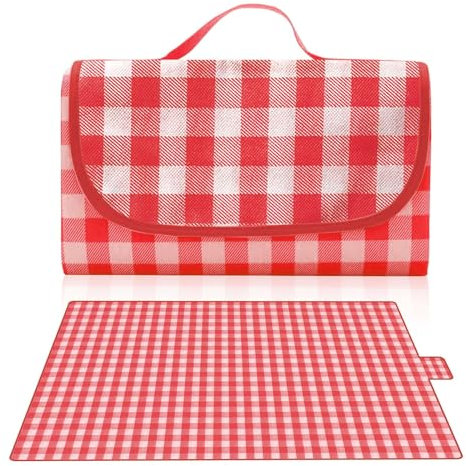 HW CASA Coperta Picnic Impermeabile 300 x 200 CM,Telo Picnic Stuoia Campeggio con Maniglia, all'Aperto Lavabile Coperta da Spiaggia Picnic, Tappetino da Picnic per Spiaggia, Viaggi, Campeggio