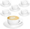 AZKEEGREY 6 Stück Cappuccino Tassen Set 170 ml, Weiß Kaffeetassen mit Untertassen, Cappuccinotassen Porzellan Spülmaschinenfest Milchkaffee Tassen
