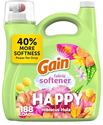 Gain Liquid Fabric Softener, Fabric Conditioner, Softening Laundry Conditioner, Happy, 127 fl oz, 188 Loads