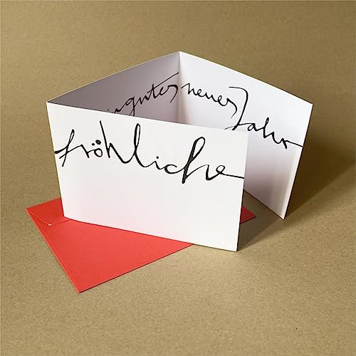 fröhliche weihnachten und ein gutes neues Jahr - Weihnachts- und Neujahrskarte, Klappkarte mit Wickelfalz inkl. rotem Umschlag DIN C6