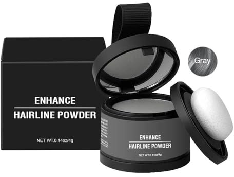 Ansatzpuder Haaransatz-Puder Haarschatten 4g wasserfestes Haar Make-up zum Ansatz kaschieren, Damen Herren Haar Concealer zur Haarverdichtung (Gray, 4g)