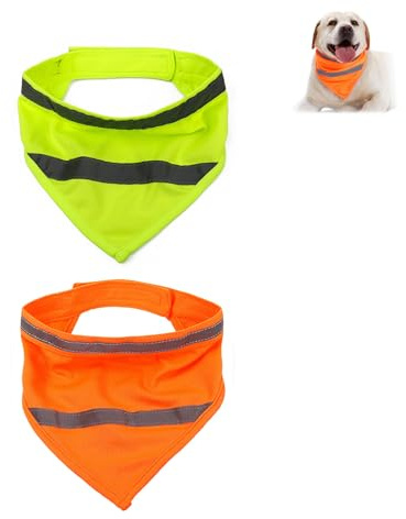 Reflektierendes Hundehalstuch,Hundehalstuch Reflektierendes Halstuch für Haustiere für Nächtliche Spaziergänge Camping Jagd Reisen (Orange, M)