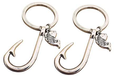 Yardenfun 2stücke Teiliges Vintage Fischhaken Schlüsselanhänger Aus Hochwertigem Metall Kreative Anhänger Für Auto- Taschen Handyschlüssel Langlebig Und Modisch Geschenk Für Geburtstag Und f