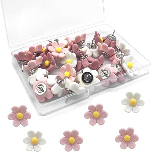 XQMMGO 30 Stück Blumen Reißnägel, Pins Für Pinnwand, Pinnwand Nadeln, Reißnägel, Dekorative Stecknadeln, Foto, Pinnwand, Papier, Büro, Schule, Malerei