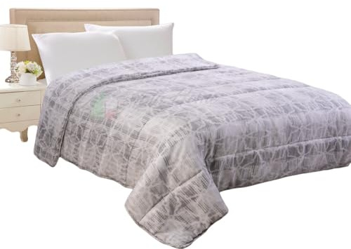 Tata Home Trapunta Invernale Matrimoniale Imbottita in Morbida Microfibra Piumone Letto Trapuntato Caldo e Soffice Autunno Inverno Traspirante Anallergico Dis.10 Moderno Grigio