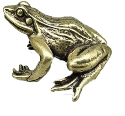 Jumplushion Aesthetic Solid Brass Frog Figure Lovely Ornament for Your Work Desk or Shelf