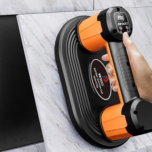 Procci Nueva Ventosa a Batería para Azulejos, Longitud de 26 cm, 2 Motores, Potencia de Succión de 200 KG, Sello de Poliuretano, Pantalla LCD, Batería de 4500 mAh(Puede Manipular Materiales Rugosos).