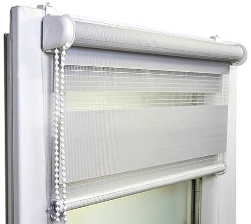 Voppi Stahl-Fensterrollo Tag Nacht 131x150 cm mit Kette innen mit Spannvorrichtung uninvasive Montage