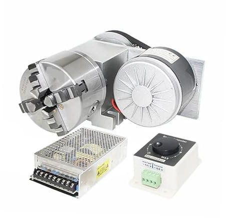 Adjustable-Speed Rotary A 4th Axis Dividing Head 100 Chuck with Power Supply Speed Controller for CNC Router Milling Machine(Attribute 4)