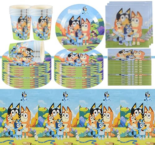 Decoración Cumpleaños Vajilla Cumpleaños Juego de Vajilla para Fiestas, Mantel Servilleta de Cumpleaños Apto para 20 personas (B42)