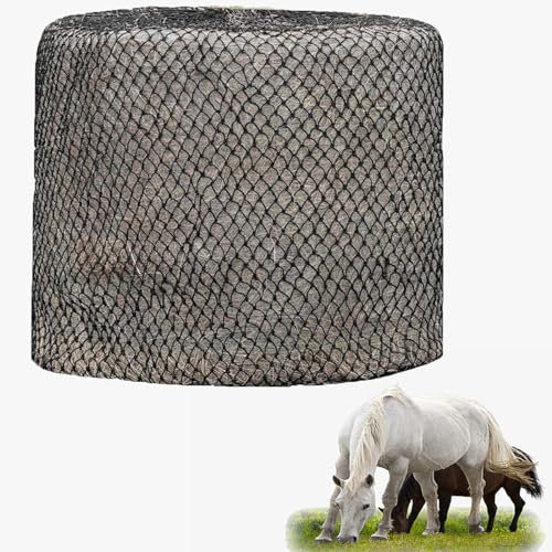 Hay Bag for Horses and Livestock, Round Knotless Bale Net Slow Feed Feeder for Trailer Stalls, Simulates Grazing and Reduces Waste