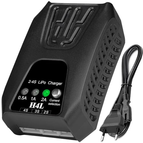 HTRC Lipo Ladegerät für 2-4S Lipo Akkus(7.4V-14.8V), 20W RC Ladegerät, Lipo Ladegerät Balancer Airsoft Ladegerät für RC-Autos, Airsoft-Waffen, RC-Boote usw