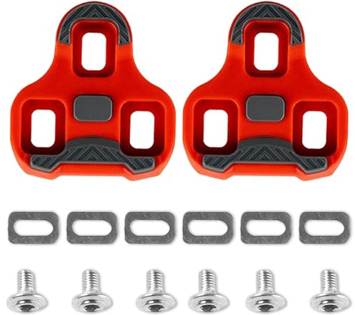 MOAZIFI Fahrrad-Cleats Kompatibel mit Look Keo Bike Pedal, 3-Loch Grip Blade 2 Max Carbon Classic Cleats(Rot 9°), Fahrrad Stollen Schuhplattenset, für Rennrad, Radrennen, Wettkampfradfahren