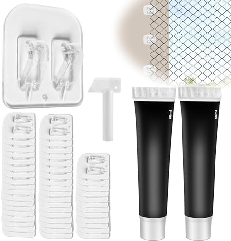 50 Stück Klebehaken für Katzennetz ＆ 2 Stück 60ml Montagematerial, Klebehaken Katzennetz für Balkon ohne Bohren, Transparente Klebehaken zur Befestigung vom Katzennetz für Fenster, Terrasse, Decke
