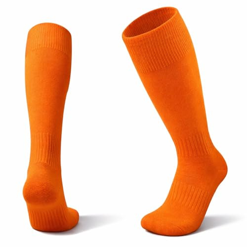 1STLY Calzettoni Calcio Bambini al Ginocchio 32-37, Colori assortiti | Calzettoni calcio bambini traspiranti con bordo stabile e compressione leggera, ideali con parastinchi per sport e scuola