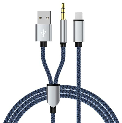 Kryolithm USB C auf 3,5 mm Audio Aux Jack USB Ladekabel, 2-in-1 Aux Kabel USB C für Musik & Laden fur iPhone 17/16/15, Galaxy S23/S22/S21/S20 Ultra etc, Typ C Geräte, 1,2 m