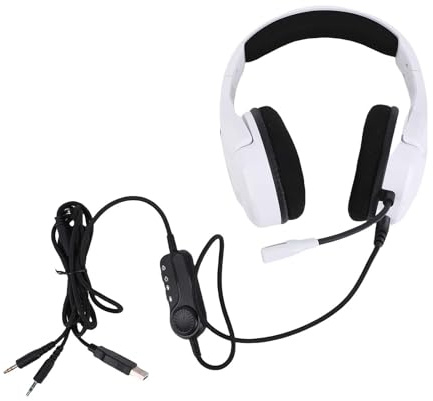 Pretfy 3.5mm Gaming Headset with Rich Stereo Sound, Userfriendly Comfort for Smartphone, Laptop, Desktop PC - Gaming Headset for Adults (White)