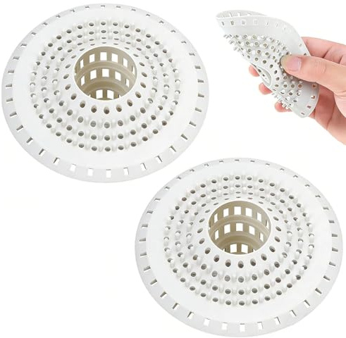 KNUIUYY 2Pcs Silicone Raccogli Capelli Doccia Filtro Doccia Capelli Filtro per Capelli Protezione Scarico, lavello, tappo per doccia, cucina, bagno, vasca da bagno(Bianco)
