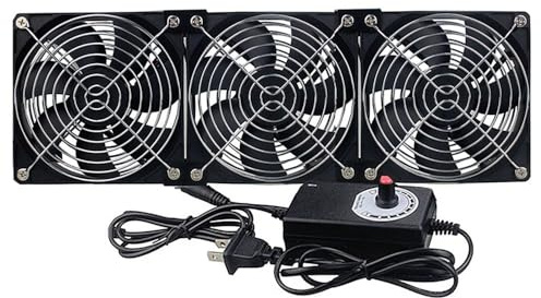3 x 120mm PC-Lüfter, 12V Gehäuselüfter mit Netzstecker&stufenlosem Drehzahlregler Leiser Computer Lüfter 12V leistungsstarker Lüfter für Computer Laptop Server Gaming-PC AV Kabine Router Router TV-Box
