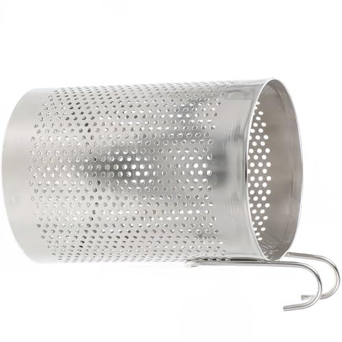 Tofficu Porta Bacchette in Acciaio Inox, Argento, a Parete per Cucina | Astuccio Porta Posate, Cestello Forato, Design Sospeso, Drenaggio Rapido, Accesso Facile