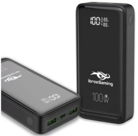 iBroz Gaming PowerBank 100W GaN 20.000mAh - Batteria esterna USB-C PD 100W - 2USB-A + 1 USB-C - Ricarica rapida QC/PD/PPS - per ROG Ally, smartphone, tablet e PC portatile