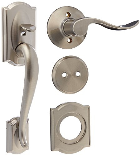 Schlage F93 CAM 619 Acc Camelot Dummy Style Handle Set with Accent Interior Right Hand Lever, Satin