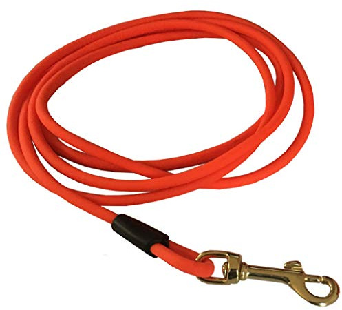 10 Meter Schleppleine Orange aus runder Beta Biothane 8 mm Durchmesser(Coated Rope) für große Hunde Wasser- und Schmutzabweisend