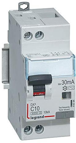 410784 Legrand Disjoncteur différentiel 10A 30mA type AC 1P+N DX³6000 10kA