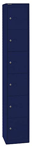 BISLEY Schließfachschrank Office, 1 Abteil, 6 Fächer, T 305 mm, Metall, 639 Oxfordblau, 30.5 x 30.5 x 180.2 cm