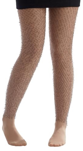 P'TIT CLOWN - 74770 - Collant Fantaisie Femme - Effet Jambes Poilues - Couleur Chair - Accessoire Humour pour Déguisement Carnaval, Halloween et Soirées à Thème - Taille unique